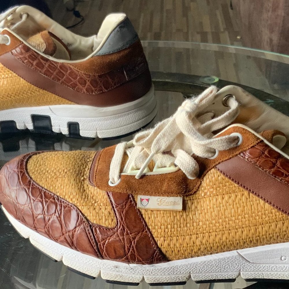 GUCCI CROCODILE LOW TRAINERS